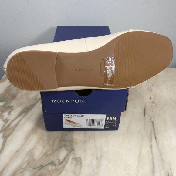 NiB Elegant Vanilla Leather Rockport Women's Zoie Chain Ballet Flat 9.5 - Picture 7 of 16